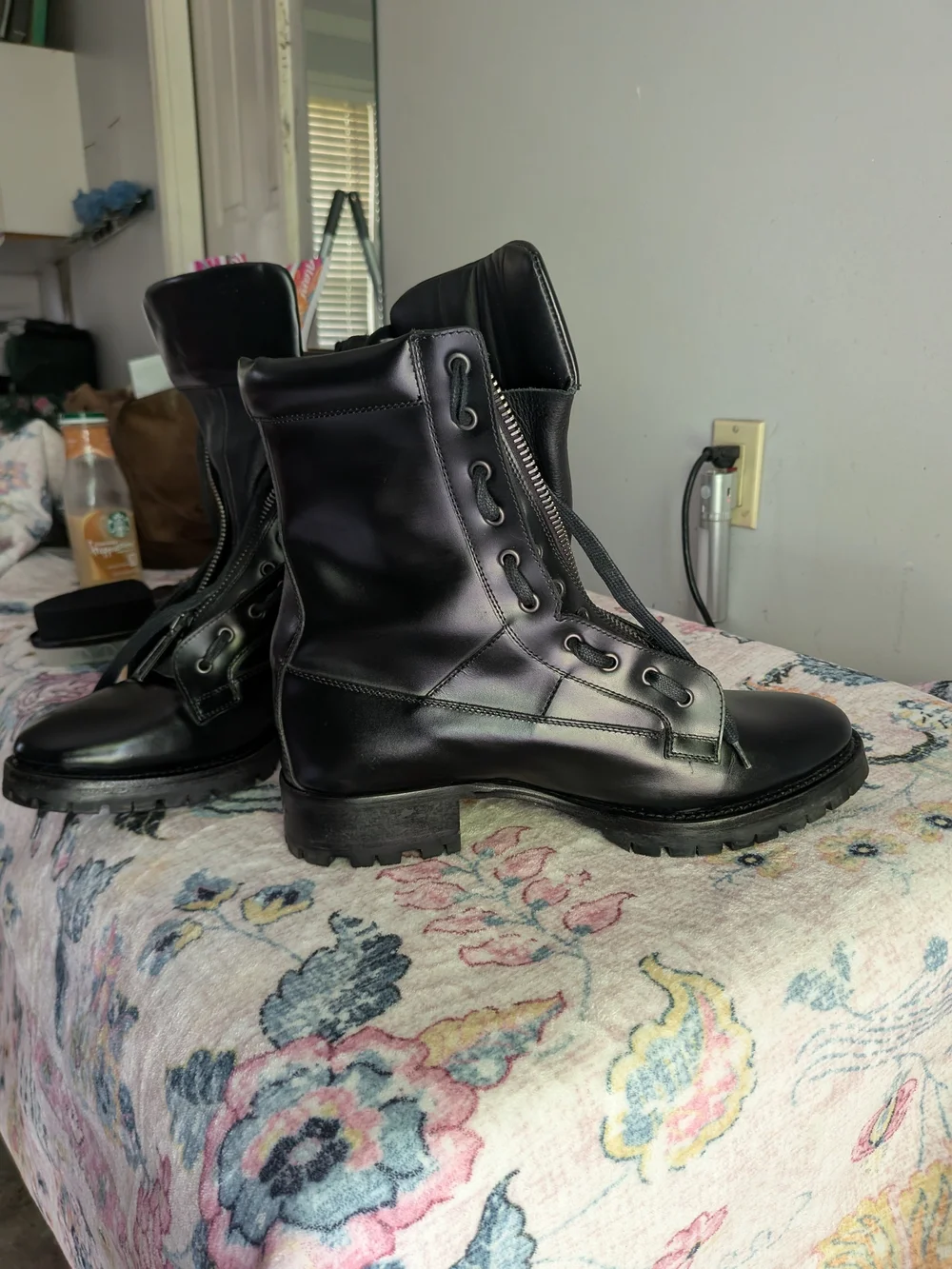 DSQUARED2 Black Leather Army Combat Boots EU43 Stiefel Made In Italy